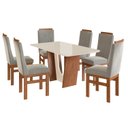 Ver imagem 2 de Conjunto Sala de Jantar Mesa 90x160cm T Vidro com 6 Cadeiras Madeira Maciça Tecido Joli