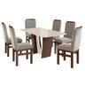 Conjunto Sala de Jantar Mesa 90x160cm T Vidro com 6 Cadeiras Madeira Maciça Tecido Joli - 2
