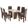 Conjunto Sala de Jantar Mesa 90x160cm T Vidro com 6 Cadeiras Madeira Maciça Tecido Joli - 2