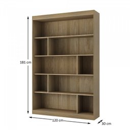 Kit 2 Peças com Escrivaninha em L Retrô 136x120cm e Estante 120cm para Livros 4 Prateleiras - 7