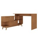 Ver imagem 6 de Kit 2 Peças com Escrivaninha em L Retrô 136x120cm e Estante 120cm para Livros 4 Prateleiras