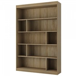 Kit 2 Peças com Escrivaninha em L Retrô 136x120cm e Estante 120cm para Livros 4 Prateleiras - 9
