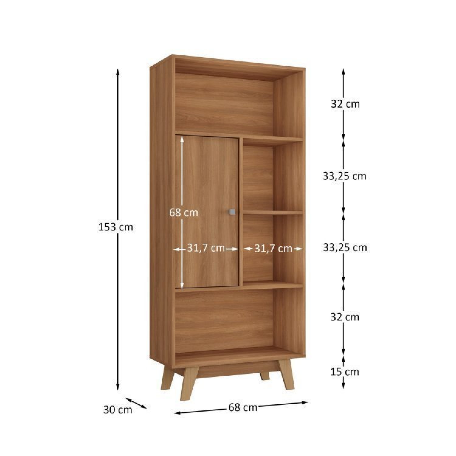 Escrivaninha em L 120x136cm 2 Portas com Estante 1 Porta Retrô Espresso Móveis - 7