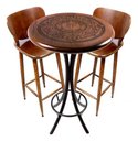 Ver imagem 3 de Mesa Bistrô Alta Redonda 60cm em Madeira Maciça com Estampa Pirografada Pilsner - Empório Tambo - na