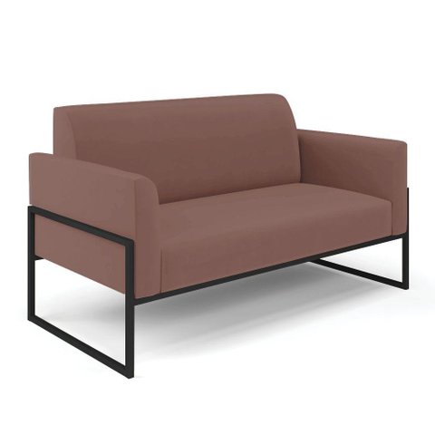 Sofá Namoradeira Base Industrial Alta Preto Marisa Veludo D03 - D\'rossi Cor Rose