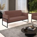 Ver imagem 3 de Sofá Namoradeira Base Industrial Alta Preto Marisa Veludo D03 - D\'rossi Cor Rose