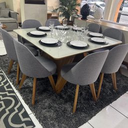 Sala de Jantar Mesa Quadrada Sanches 723 com 8 Cadeiras Dilly Fixas - 3