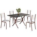 Ver imagem 2 de Conjunto Sala de Jantar Mesa Retangular 100x60cm Tampo Ardósia Indiana 4 Cadeiras Rio