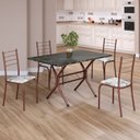 Ver imagem 1 de Conjunto Sala de Jantar Mesa Retangular 100x60cm Tampo Ardósia Indiana 4 Cadeiras Rio