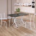 Ver imagem 1 de Conjunto Sala de Jantar Mesa Retangular 100x60cm Tampo Ardósia Indiana 4 Cadeiras Rio