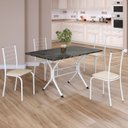 Ver imagem 1 de Conjunto Sala de Jantar Mesa Retangular 100x60cm Tampo Ardósia Indiana 4 Cadeiras Rio