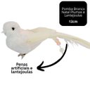 Ver imagem 5 de Kit 2 Pombas Branca Natal Plumas e Lantejoulas 12cm com Presilha - Magizi