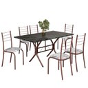 Ver imagem 2 de Conjunto Sala de Jantar Mesa Retangular 140x75cm Tampo Ardósia Indiana 6 Cadeiras Rio