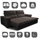 Ver imagem 3 de Sofá Retrátil e Reclinável 2,75m Molas Ensacadas Cama inBox Big Home Bordado 3D Linho Marrom