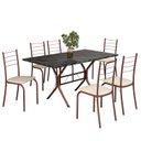 Ver imagem 2 de Conjunto Sala de Jantar Mesa Retangular 140x75cm Tampo Ardósia Indiana 6 Cadeiras Rio