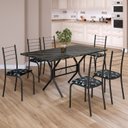 Ver imagem 1 de Conjunto Sala de Jantar Mesa Retangular 140x75cm Tampo Ardósia Indiana 6 Cadeiras Rio