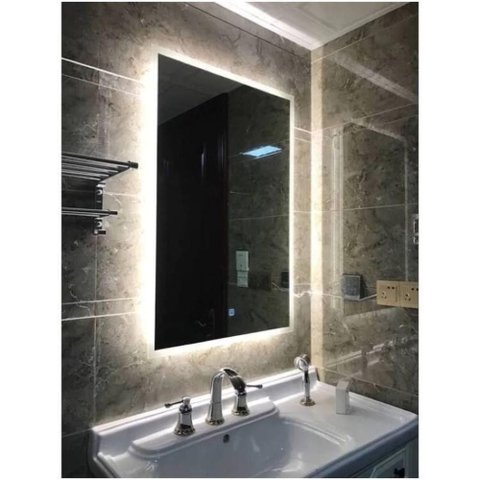 Espelho Retangular de Parede com Led Claro Moderno 110x60 Fonte Bivolt Branca