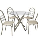 Ver imagem 3 de Conjunto Mesa Volga Tampo de Vidro e 4 Cadeiras Holanda