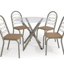 Ver imagem 3 de Conjunto Mesa Volga Tampo de Vidro e 4 Cadeiras Holanda Marrom/Nickel/Capuccino
