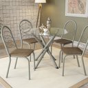 Ver imagem 2 de Conjunto Mesa Volga Tampo de Vidro e 4 Cadeiras Holanda