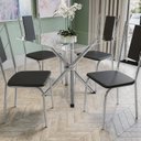 Ver imagem 2 de Conjunto Mesa Volga Tampo de Vidro e 4 Cadeiras Lisboa