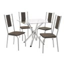 Ver imagem 3 de Conjunto Mesa Volga Tampo de Vidro e 4 Cadeiras Lisboa Marrom/Cromado