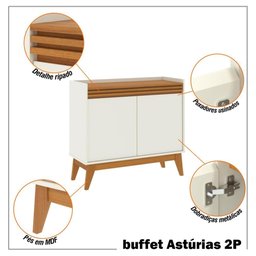 Buffet Aparador Ripado 2 Portas com Pés de Mdf Astúrias 92cm - 10 Buffet Aparador Ripado 2 Portas com Pés de Mdf Astúrias 92cm - 10