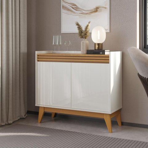 Buffet Aparador Ripado 2 Portas com Pés de Mdf Astúrias 92cm