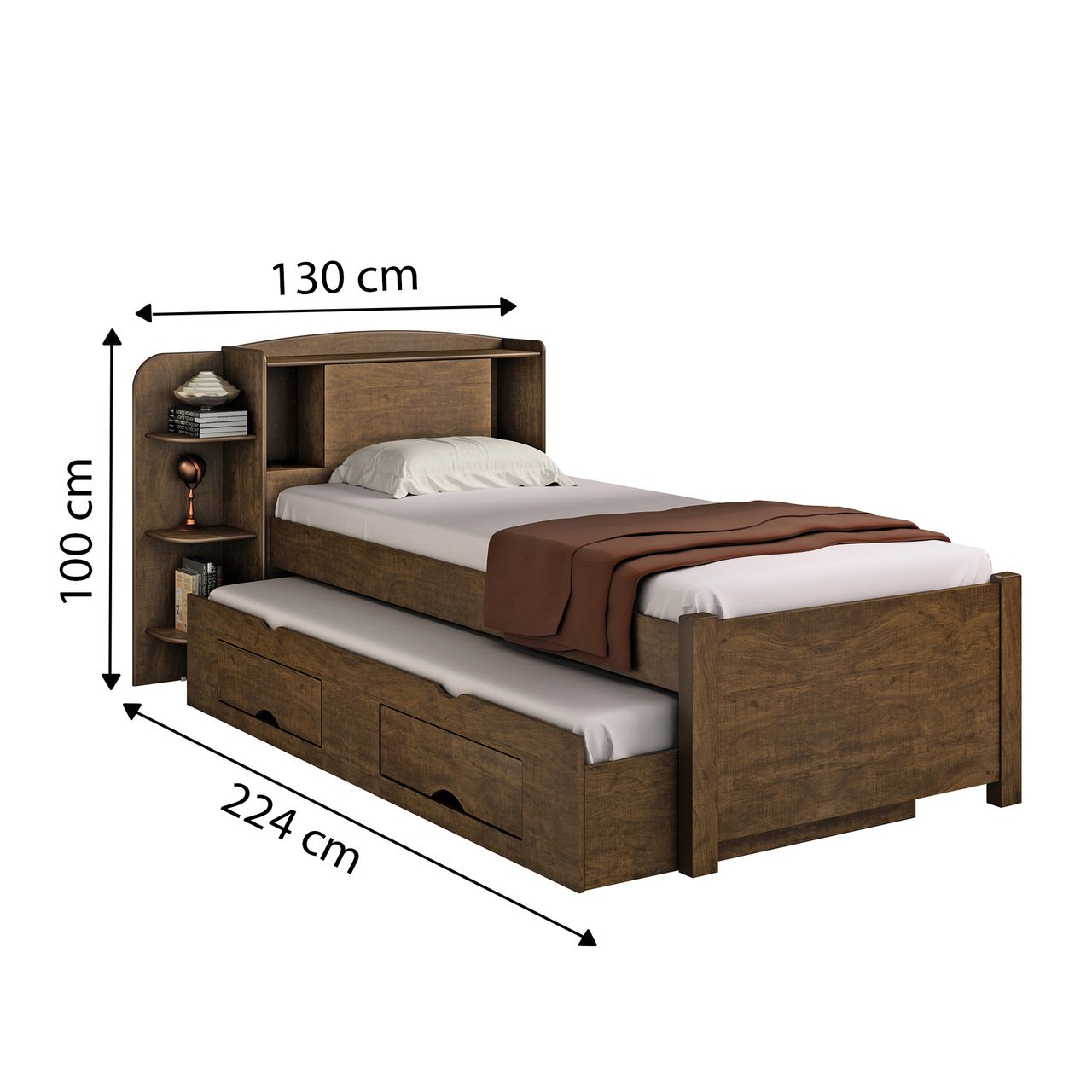 Cama Solteiro Milênio Plus c/ Baú e Box com 2 Gavetas D'Doro - Ypê D'Doro Móveis - 2