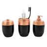 Kit Banheiro Acessórios Lavabo 3 Peças Pia Preto Cobre Forma Conjunto Pia Completo Organização - 1