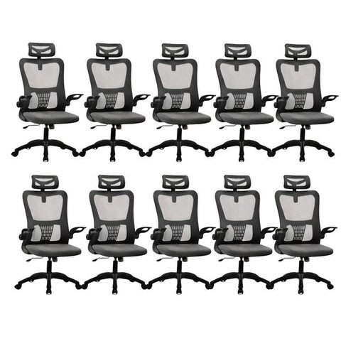 Kit com 10 Cadeiras de Escritório com Encosto Presidente Office Baltimore Preto Rivatti