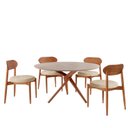 Ver imagem 2 de Conjunto Sala de Jantar Mesa 135cm Tampo Redondo Texturizado e 4 Cadeiras Hope Marrom/Off White/Imbu