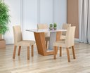 Ver mais imagens de Conjunto Sala de Jantar Mesa Apogeu 120 Tampo Vidro Off White com 4 Cadeiras Laini - Lopas Amendoa C