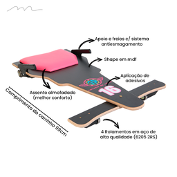 Carrinho de Rolimã F1 Preto e Rosa 16 em MDF - 5