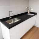 Ver imagem 1 de Pia Cozinha Granito Preto Aracruz Corte Cooktop e Cuba 180cm: Preto Aracruz