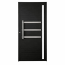 Ver imagem 1 de Porta de Giro Alumínio Preto Lambril C/visor Lateral e Friso Px 60cm Maxx