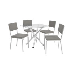 Conjunto Mesa Volga Tampo de Vidro e 4 Cadeiras Zaria - 2