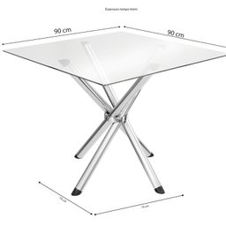 Conjunto Mesa Volga Tampo de Vidro e 4 Cadeiras Zaria - 4