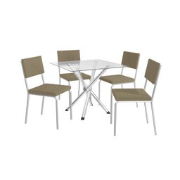 Conjunto Mesa Volga Tampo de Vidro e 4 Cadeiras Zaria - 2