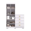 Ver imagem 2 de Roupeiro Cômoda 4 Gavetas 2 Portas Cristal - Branco/ Camarim Flex Vila Rica