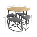 Ver imagem 3 de Mesa de Jantar Tampo MDP Redondo 4 Bancos Estofados