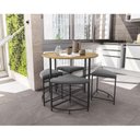 Ver imagem 1 de Mesa de Jantar Tampo MDP Redondo 4 Bancos Estofados