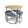Mesa de Jantar Tampo MDP Redondo 4 Bancos Estofados - 2