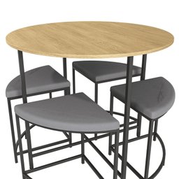 Mesa de Jantar Tampo MDP Redondo 4 Bancos Estofados - 4