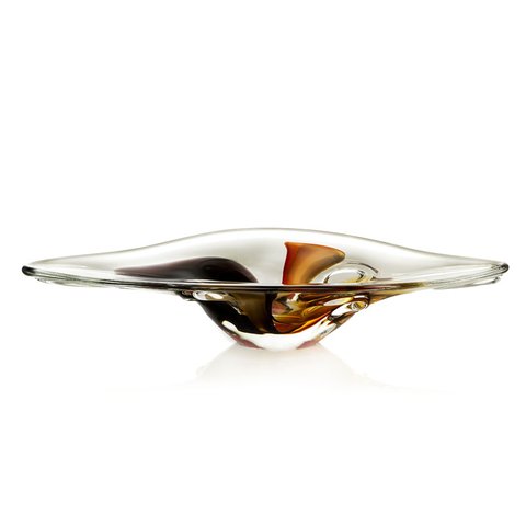 Centro de Mesa em Cristal Murano Preto e Âmbar São Marcos