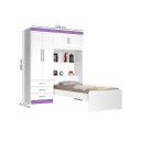 Ver imagem 3 de Roupeiro Can com Cama Baú Solteiro 1.57m 4 Portas e 3 Gavetas Amplo Espaço Interno Cor Branco/lilás