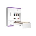 Ver imagem 2 de Roupeiro Can com Cama Baú Solteiro 1.57m 4 Portas e 3 Gavetas Amplo Espaço Interno Cor Branco/lilás