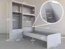 Ver imagem 4 de Roupeiro Can com Cama Baú Solteiro 1.57m 4 Portas e 3 Gavetas Amplo Espaço Interno Cor Branco/lilás