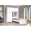 Ver imagem 1 de Roupeiro Can com Cama Baú Solteiro 1.57m 4 Portas e 3 Gavetas Amplo Espaço Interno Cor Branco/lilás