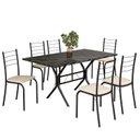 Ver imagem 2 de Conjunto Sala de Jantar Mesa Retangular 140x75cm Tampo Ardósia Indiana 6 Cadeiras Rio